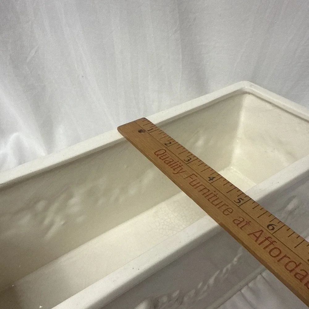 Vintage White Ceramic Rectangular Window Box Planter Garland Bows 13